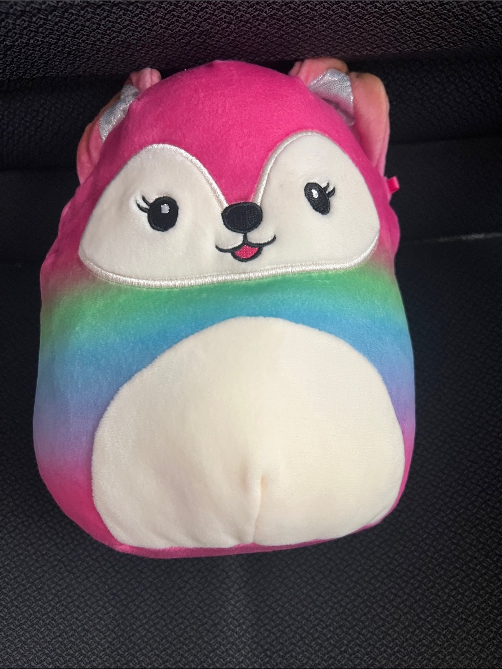 Squishmallows Pink Rainbow Fox Plush with Cream Belly